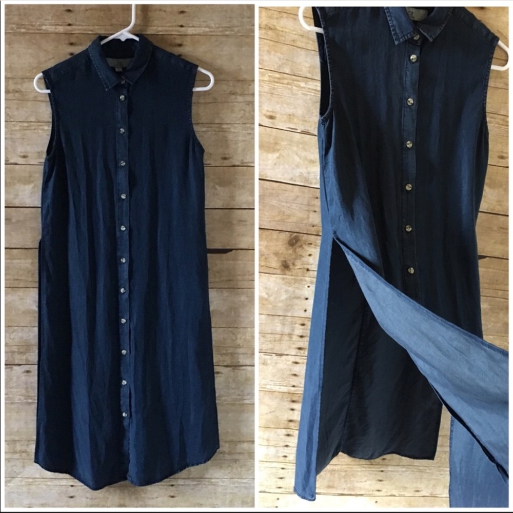 Thread & Supply denim button up duster top